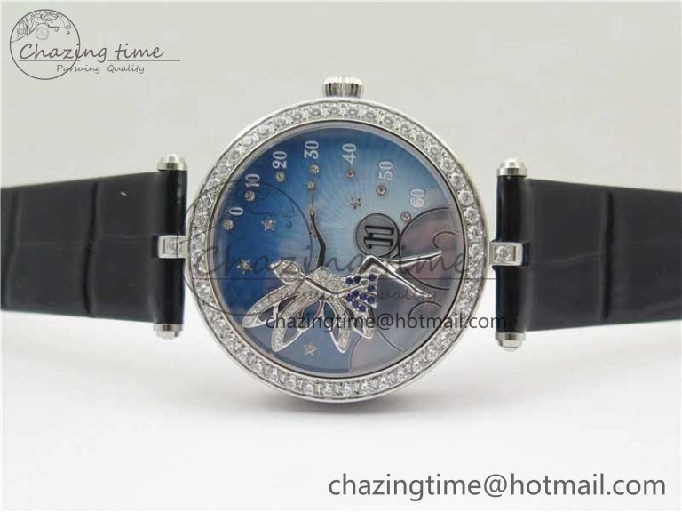 Lady Féerie Full Diamonds 5GF Best Edition Blue Dial on Leather Strap Quartz