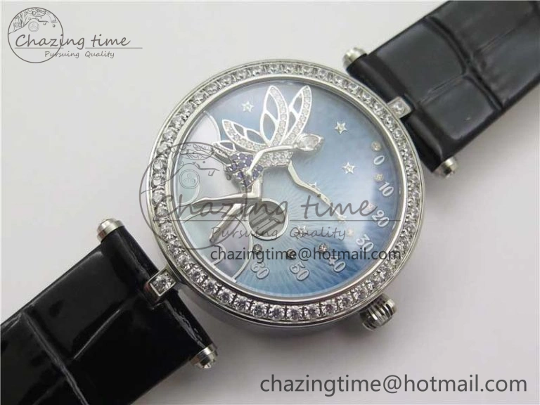 Lady Féerie Full Diamonds 5GF Best Edition Blue Dial on Leather Strap Quartz
