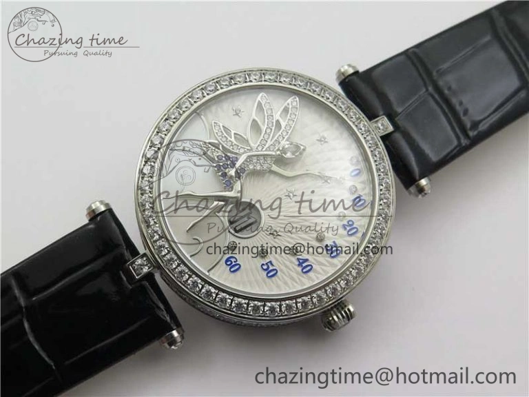 Lady Féerie Full Diamonds 5GF Best Edition White Dial on Leather Strap Quartz