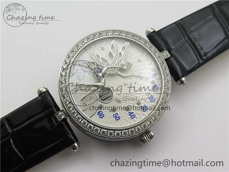 Lady Féerie Full Diamonds 5GF Best Edition White Dial on Leather Strap Quartz