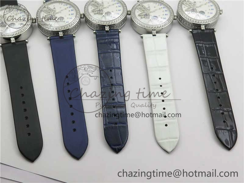 Lady Féerie Full Diamonds 5GF Best Edition White Dial on Leather Strap Quartz