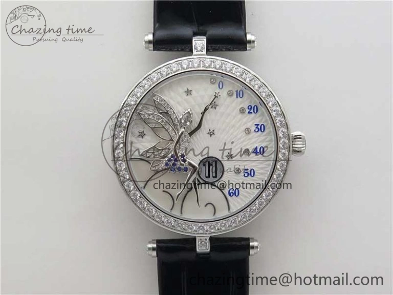 Lady Féerie Full Diamonds 5GF Best Edition White Dial on Leather Strap Quartz
