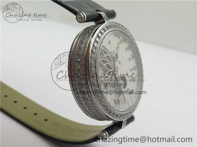 Lady Féerie Full Diamonds 5GF Best Edition White Dial on Leather Strap Quartz