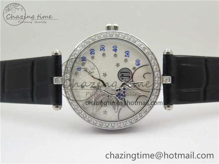 Lady Féerie Full Diamonds 5GF Best Edition White Dial on Leather Strap Quartz