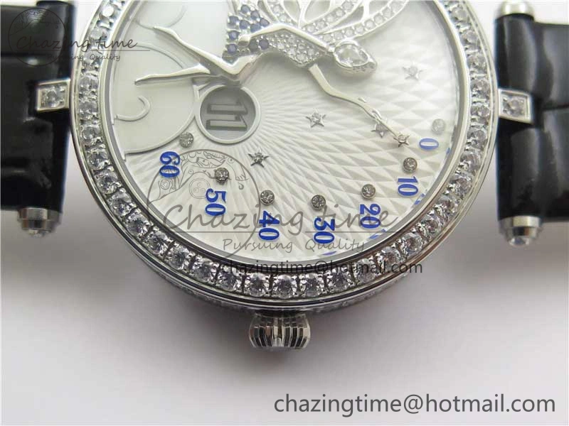 Lady Féerie Full Diamonds 5GF Best Edition White Dial on Leather Strap Quartz