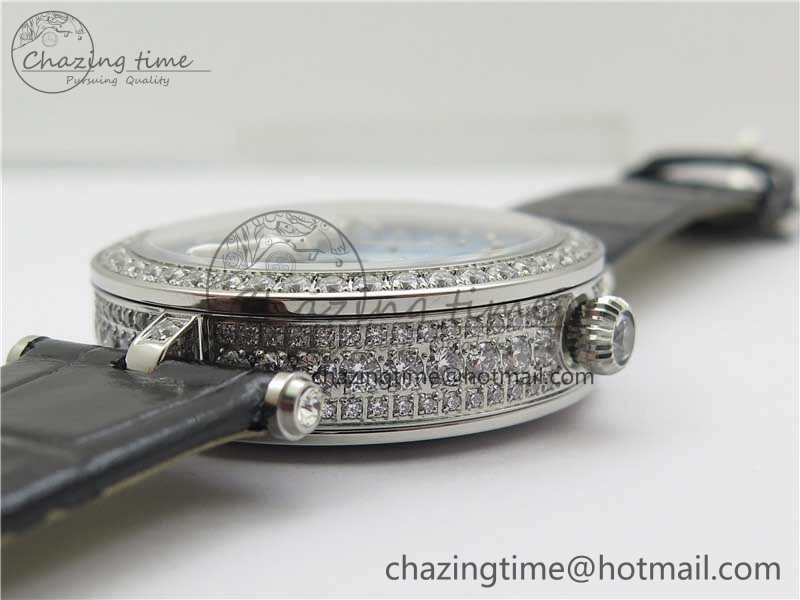 Lady Féerie Full Diamonds Case 5GF Best Edition Blue Dial on Leather Strap Quartz