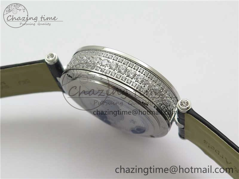 Lady Féerie Full Diamonds Case 5GF Best Edition Blue Dial on Leather Strap Quartz