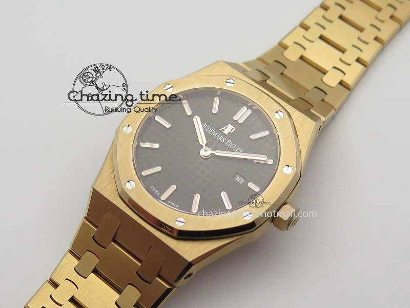 Lady Royal Oak 33mm 15000 RG JF 1:1 Best Edition Brown Textured Dial On RG Bracelet Ronda Quartz