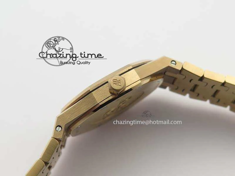 Lady Royal Oak 33mm 15000 RG JF 1:1 Best Edition Brown Textured Dial On RG Bracelet Ronda Quartz