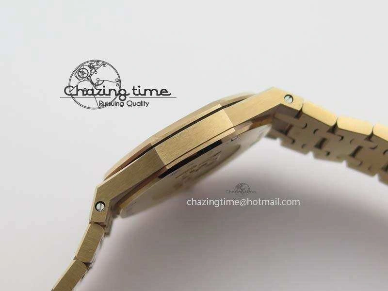 Lady Royal Oak 33mm 15000 RG JF 1:1 Best Edition Brown Textured Dial On RG Bracelet Ronda Quartz