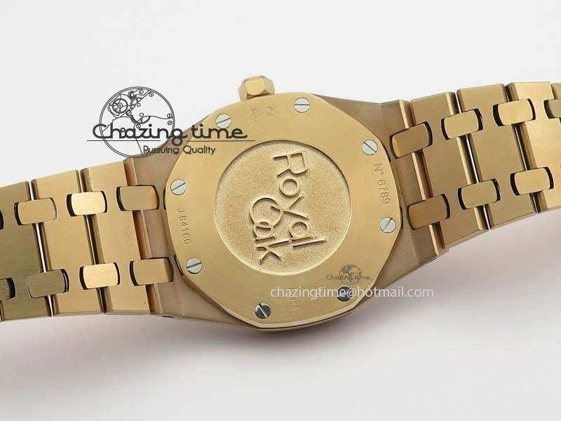 Lady Royal Oak 33mm 15000 RG JF 1:1 Best Edition Brown Textured Dial On RG Bracelet Ronda Quartz