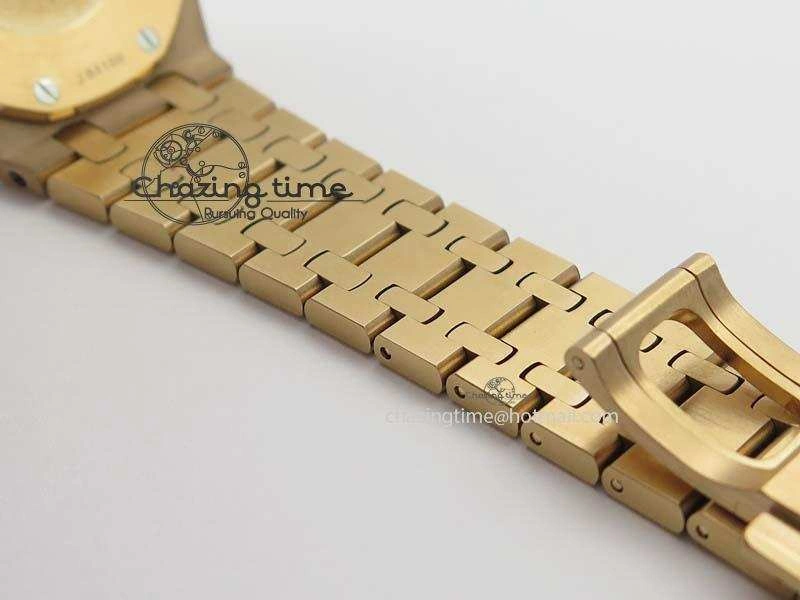 Lady Royal Oak 33mm 15000 RG JF 1:1 Best Edition Brown Textured Dial On RG Bracelet Ronda Quartz
