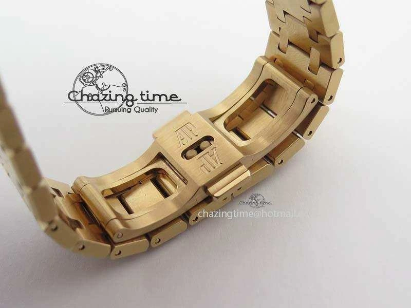 Lady Royal Oak 33mm 15000 RG JF 1:1 Best Edition Brown Textured Dial On RG Bracelet Ronda Quartz