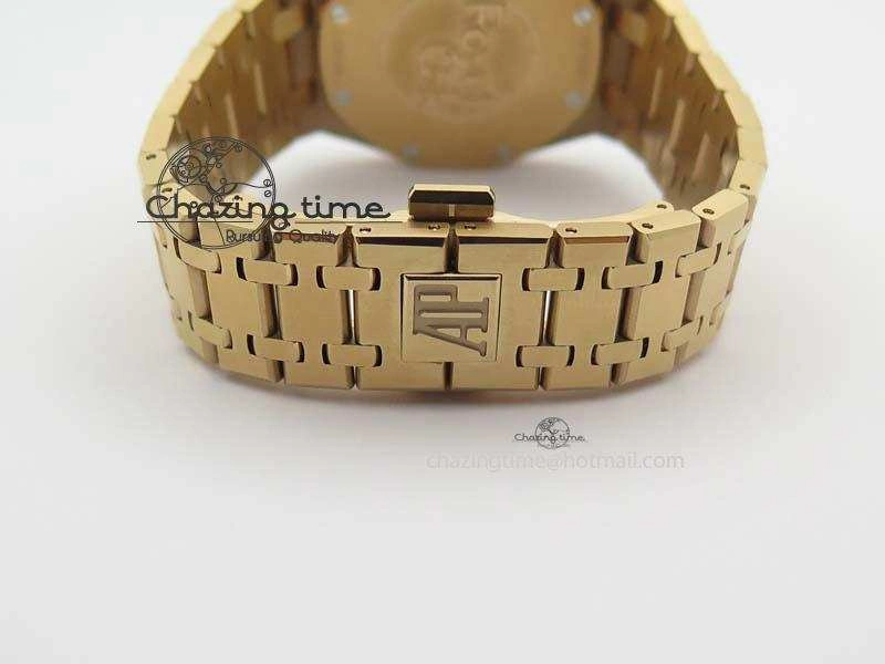 Lady Royal Oak 33mm 15000 RG JF 1:1 Best Edition Brown Textured Dial On RG Bracelet Ronda Quartz