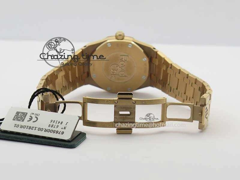 Lady Royal Oak 33mm 15000 RG JF 1:1 Best Edition Brown Textured Dial On RG Bracelet Ronda Quartz