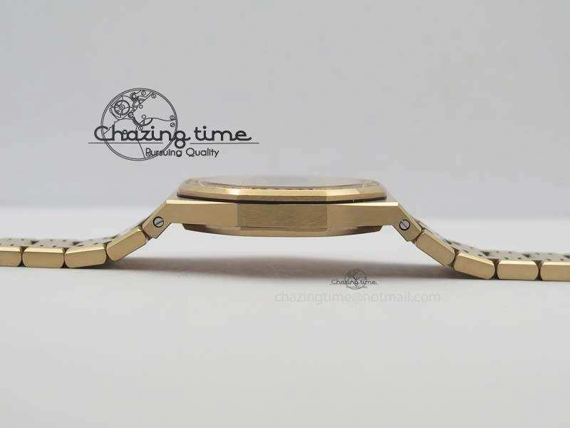 Lady Royal Oak 33mm 15000 RG JF 1:1 Best Edition White Dial Diamond Bezel On RG Bracelet Ronda Quartz