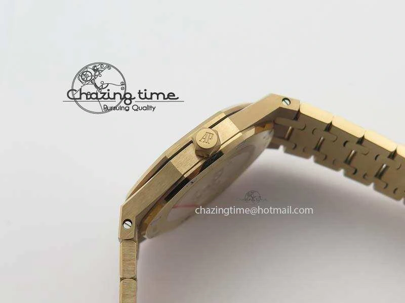 Lady Royal Oak 33mm 15000 RG JF 1:1 Best Edition White Dial Diamond Bezel On RG Bracelet Ronda Quartz