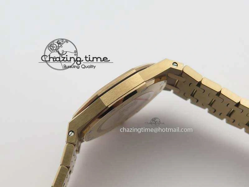 Lady Royal Oak 33mm 15000 RG JF 1:1 Best Edition White Dial Diamond Bezel On RG Bracelet Ronda Quartz