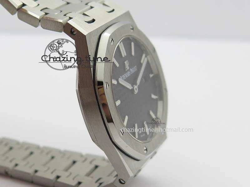 Lady Royal Oak 33mm 15000 SS JF 1:1 Best Edition Black Textured Dial On SS Bracelet Ronda Quartz