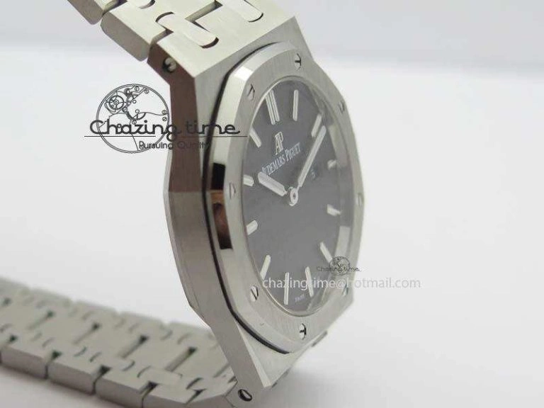 Lady Royal Oak 33mm 15000 SS JF 1:1 Best Edition Black Textured Dial On SS Bracelet Ronda Quartz