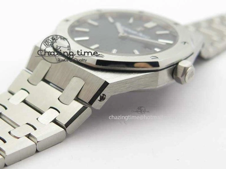 Lady Royal Oak 33mm 15000 SS JF 1:1 Best Edition Black Textured Dial On SS Bracelet Ronda Quartz