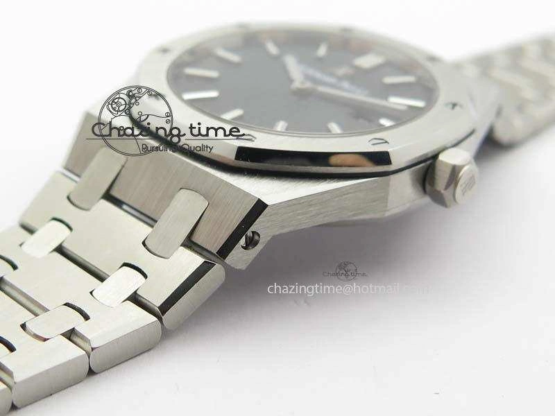 Lady Royal Oak 33mm 15000 SS JF 1:1 Best Edition Black Textured Dial On SS Bracelet Ronda Quartz