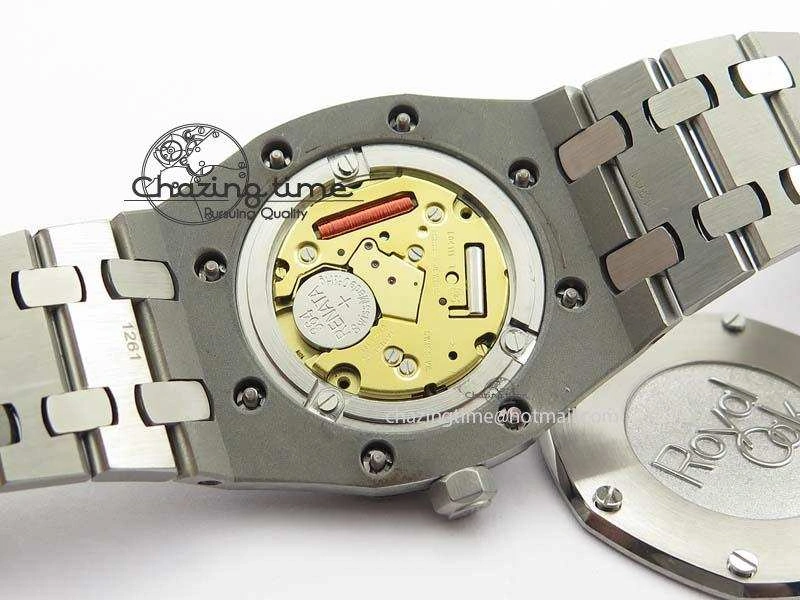 Lady Royal Oak 33mm 15000 SS JF 1:1 Best Edition Black Textured Dial On SS Bracelet Ronda Quartz