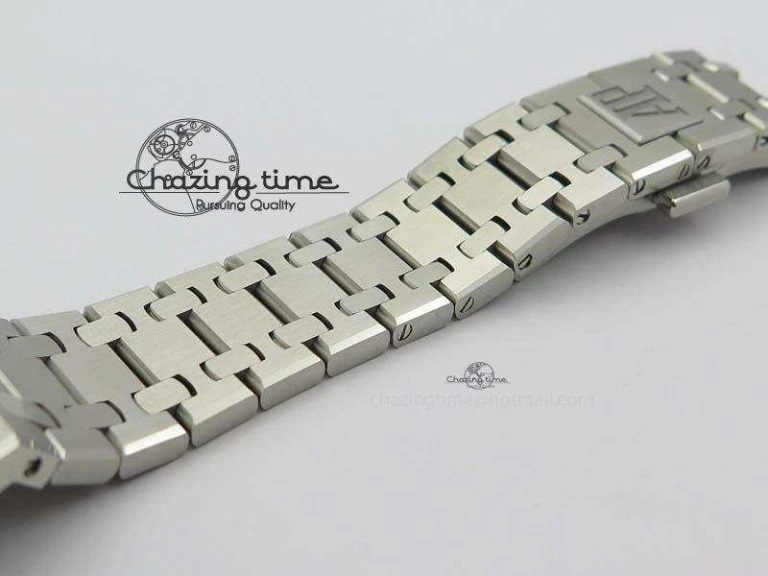 Lady Royal Oak 33mm 15000 SS JF 1:1 Best Edition Black Textured Dial On SS Bracelet Ronda Quartz