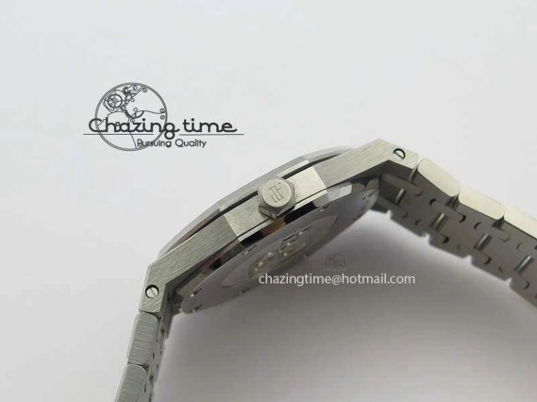 Lady Royal Oak 33mm 15000 SS JF 1:1 Best Edition White Textured Dial On SS Bracelet Ronda Quartz