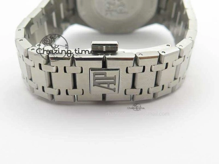 Lady Royal Oak 33mm 15000 SS JF 1:1 Best Edition White Textured Dial On SS Bracelet Ronda Quartz