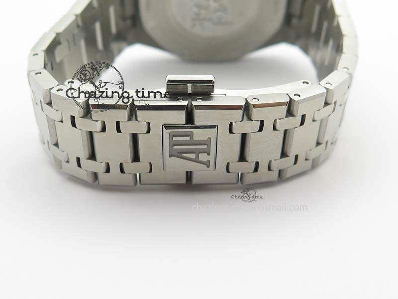 Lady Royal Oak 33mm 15000 SS JF 1:1 Best Edition White Textured Dial On SS Bracelet Ronda Quartz