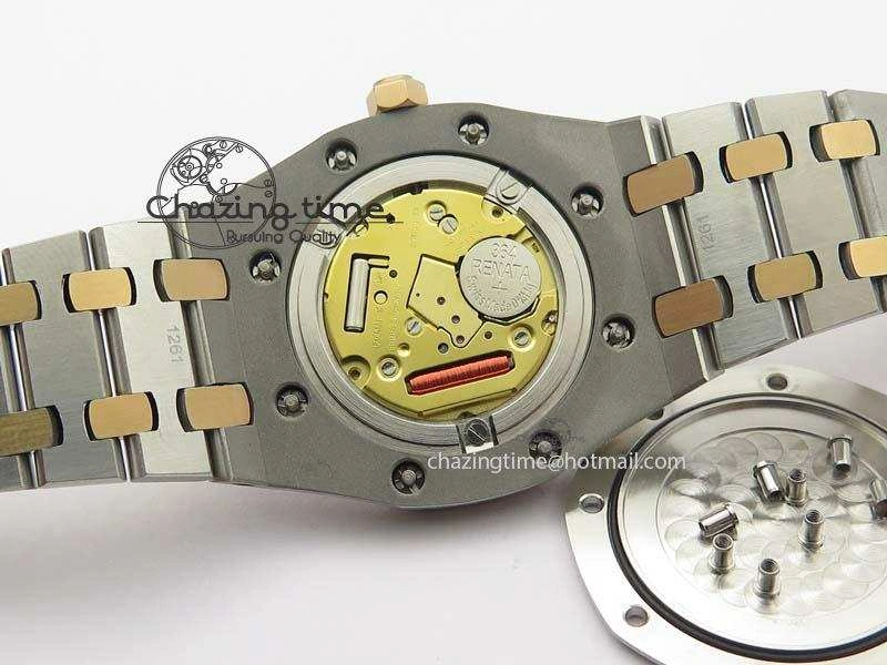 Lady Royal Oak 33mm 15000 SS RG JF 1:1 Best Edition White Dial Dia Bezel On SS RG Bracelet Ronda Quartz