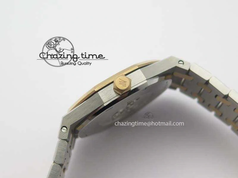Lady Royal Oak 33mm 15000 SS RG JF 1:1 Best Edition White Dial Dia Bezel On SS RG Bracelet Ronda Quartz