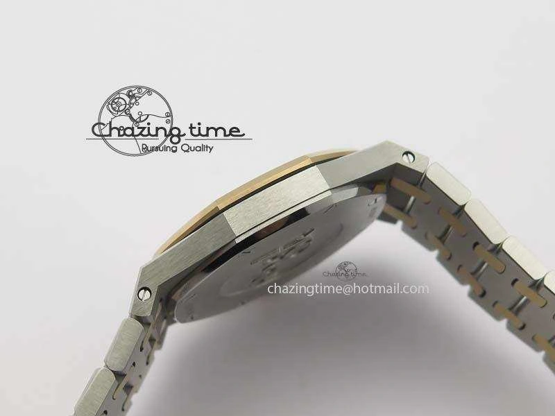 Lady Royal Oak 33mm 15000 SS RG JF 1:1 Best Edition White Dial Dia Bezel On SS RG Bracelet Ronda Quartz