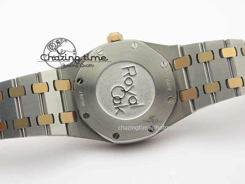 Lady Royal Oak 33mm 15000 SS RG JF 1:1 Best Edition White Dial Dia Bezel On SS RG Bracelet Ronda Quartz