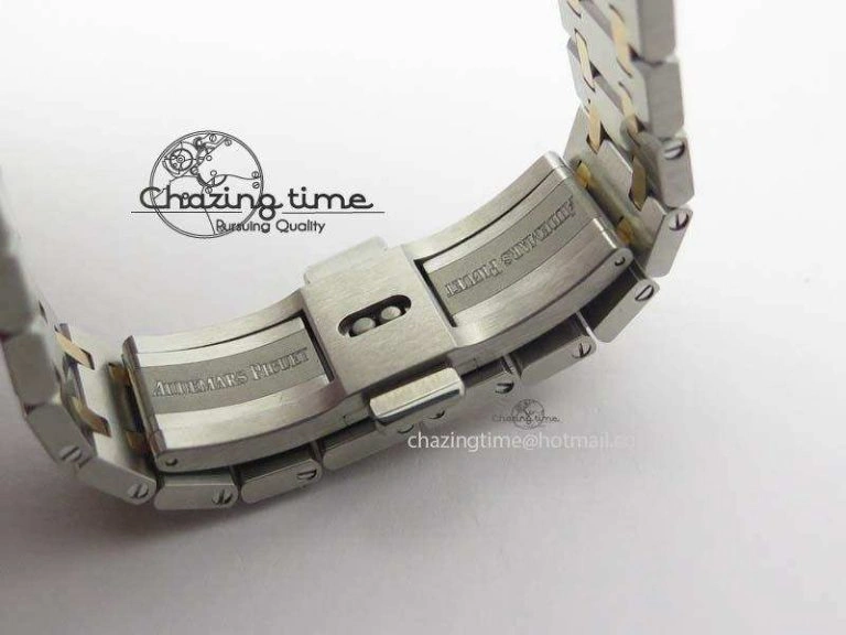 Lady Royal Oak 33mm 15000 SS RG JF 1:1 Best Edition White Dial Dia Bezel On SS RG Bracelet Ronda Quartz