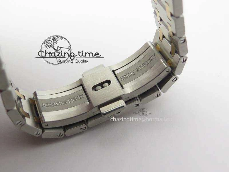 Lady Royal Oak 33mm 15000 SS RG JF 1:1 Best Edition White Dial Dia Bezel On SS RG Bracelet Ronda Quartz