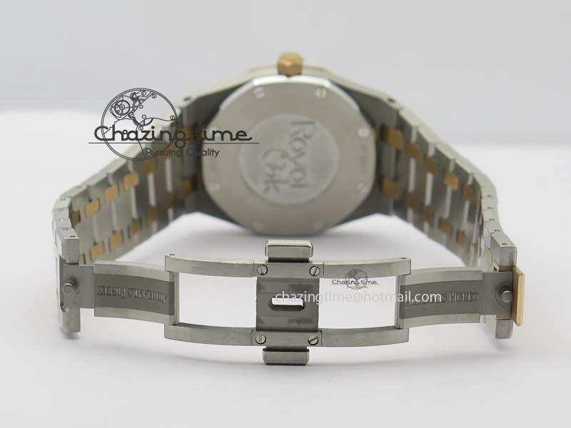 Lady Royal Oak 33mm 15000 SS RG JF 1:1 Best Edition White Dial Dia Bezel On SS RG Bracelet Ronda Quartz