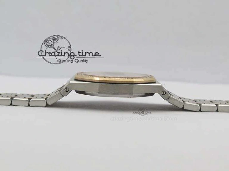 Lady Royal Oak 33mm 15000 SS RG JF 1:1 Best Edition White Dial Dia Bezel On SS RG Bracelet Ronda Quartz