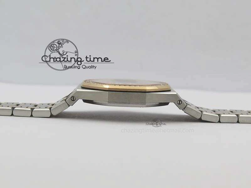 Lady Royal Oak 33mm 15000 SS RG JF 1:1 Best Edition White Dial Dia Bezel On SS RG Bracelet Ronda Quartz