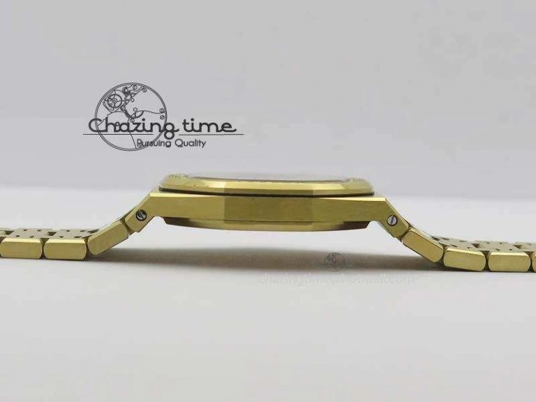 Lady Royal Oak 33mm 15000 YG JF 1:1 Best Edition Blue Textured Dial On YG Bracelet Ronda Quartz