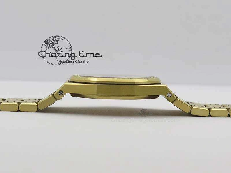 Lady Royal Oak 33mm 15000 YG JF 1:1 Best Edition Blue Textured Dial On YG Bracelet Ronda Quartz