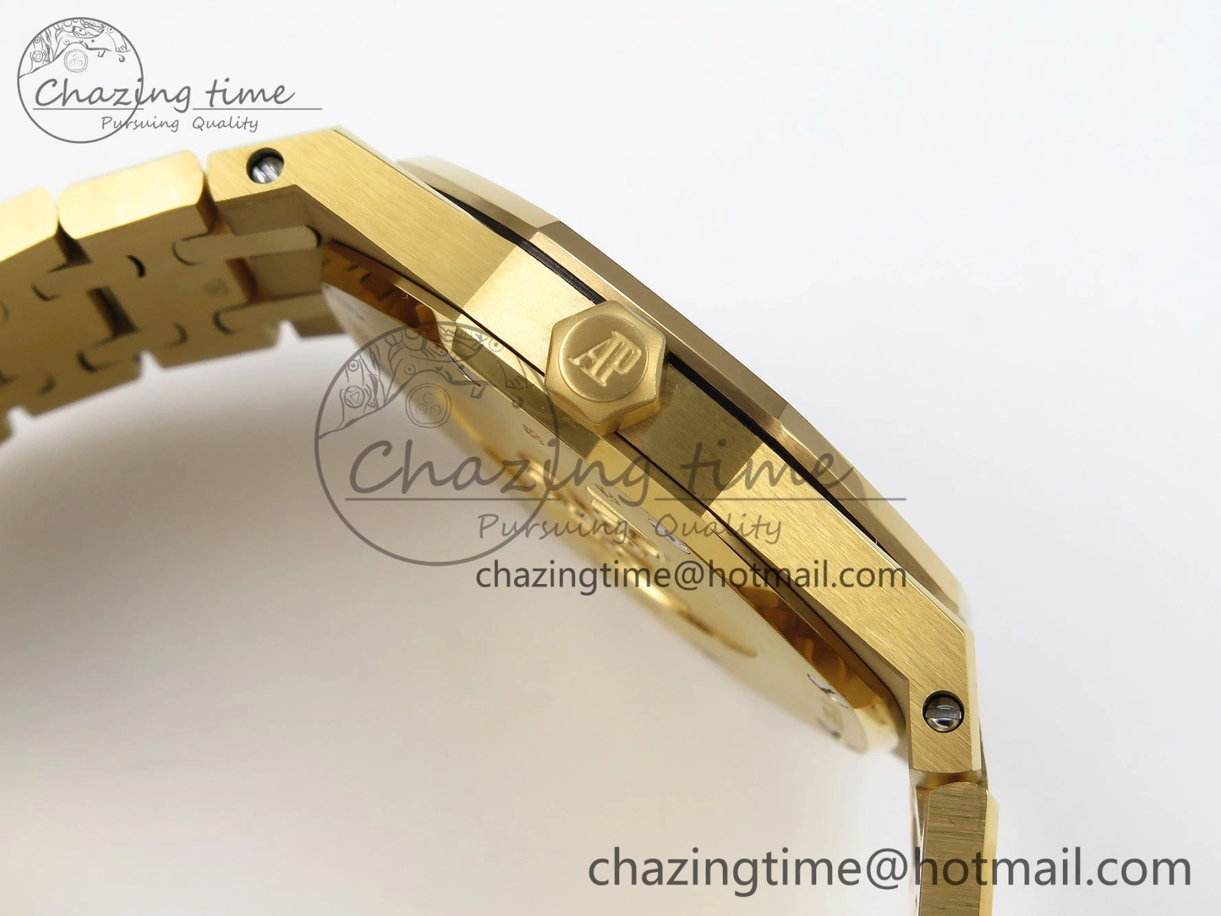 Lady Royal Oak 33mm 67651 Diamonds Bezel YG ZF 1:1 Best Edition Blue Textured Dial on YG Bracelet RONDA Quartz