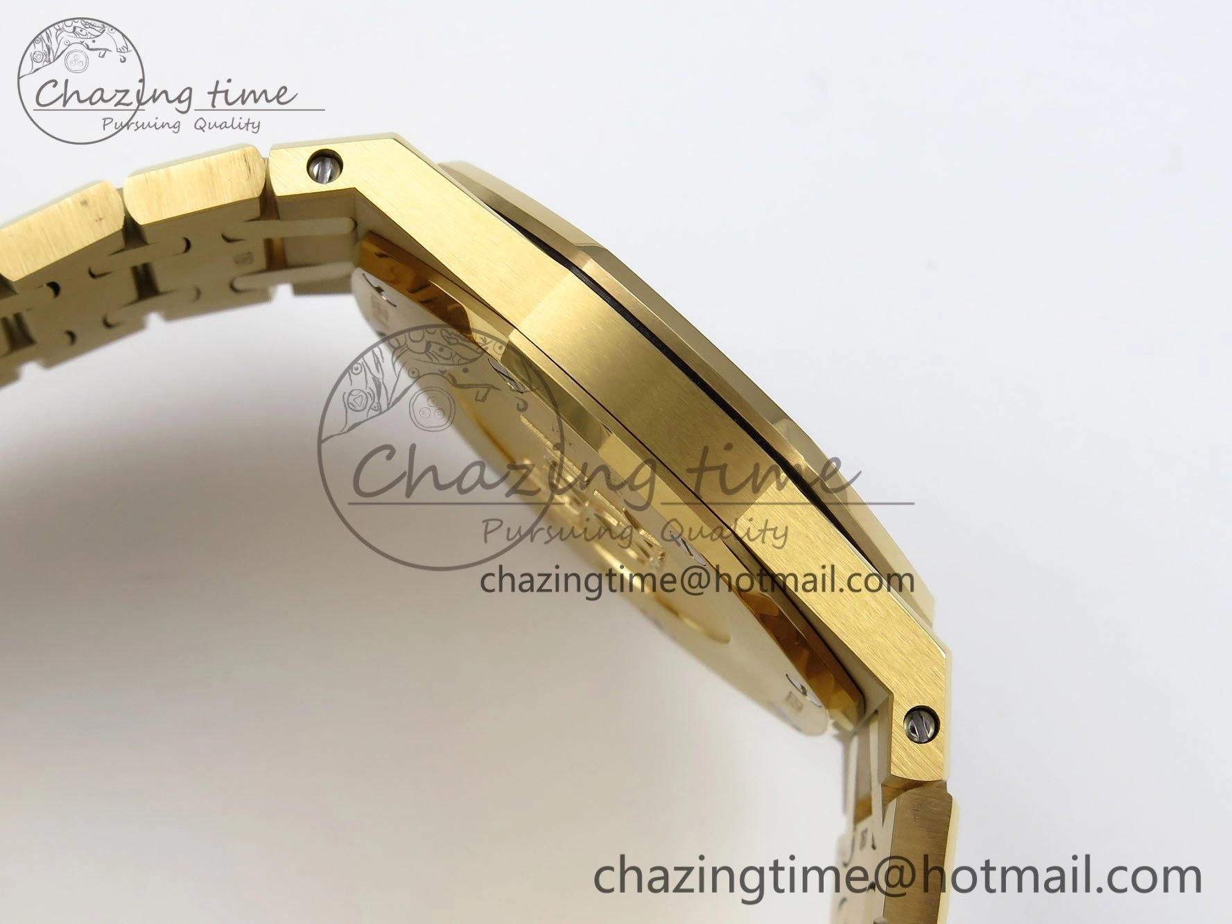Lady Royal Oak 33mm 67651 Diamonds Bezel YG ZF 1:1 Best Edition Blue Textured Dial on YG Bracelet RONDA Quartz