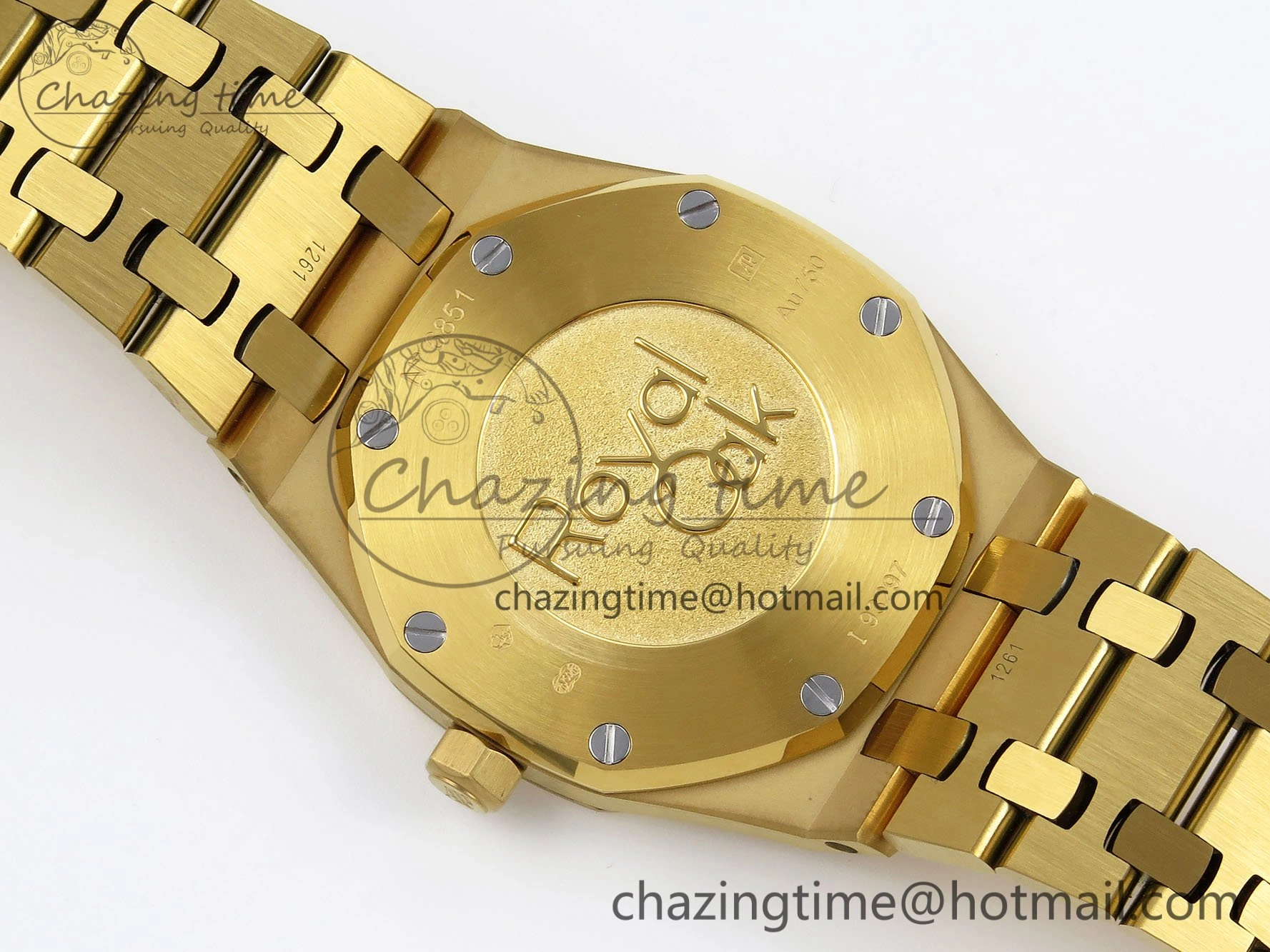 Lady Royal Oak 33mm 67651 Diamonds Bezel YG ZF 1:1 Best Edition Blue Textured Dial on YG Bracelet RONDA Quartz