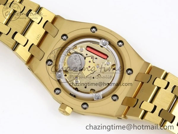 Lady Royal Oak 33mm 67651 Diamonds Bezel YG ZF 1:1 Best Edition Blue Textured Dial on YG Bracelet RONDA Quartz