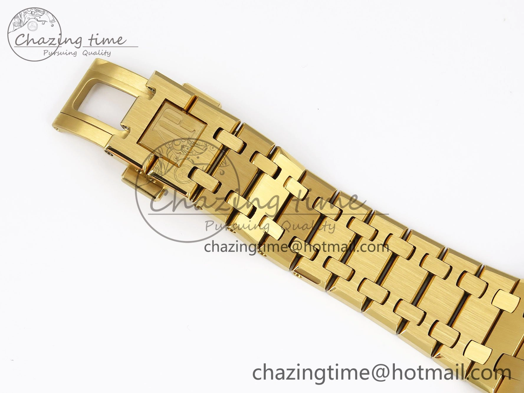 Lady Royal Oak 33mm 67651 Diamonds Bezel YG ZF 1:1 Best Edition Blue Textured Dial on YG Bracelet RONDA Quartz