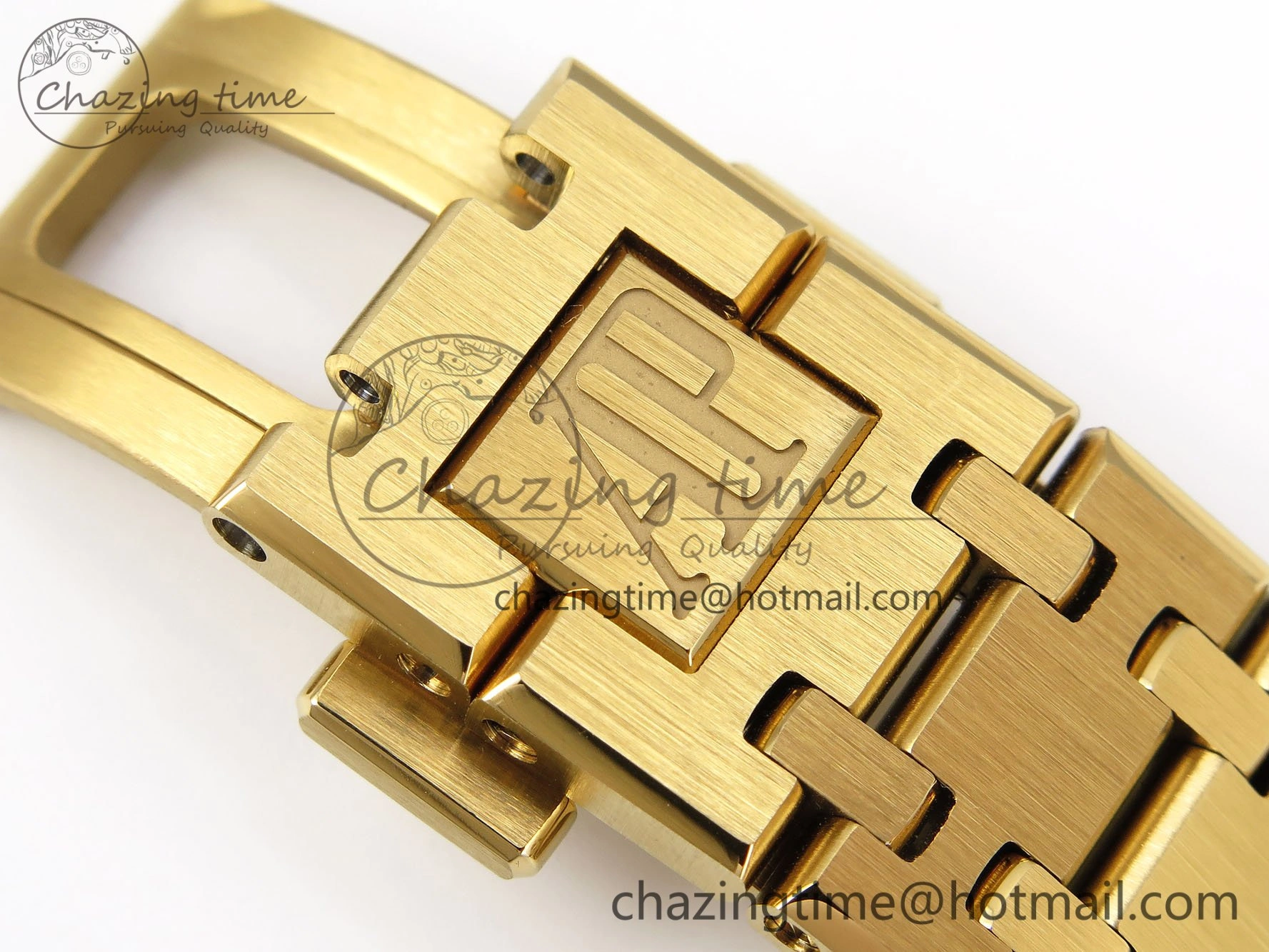 Lady Royal Oak 33mm 67651 Diamonds Bezel YG ZF 1:1 Best Edition Blue Textured Dial on YG Bracelet RONDA Quartz