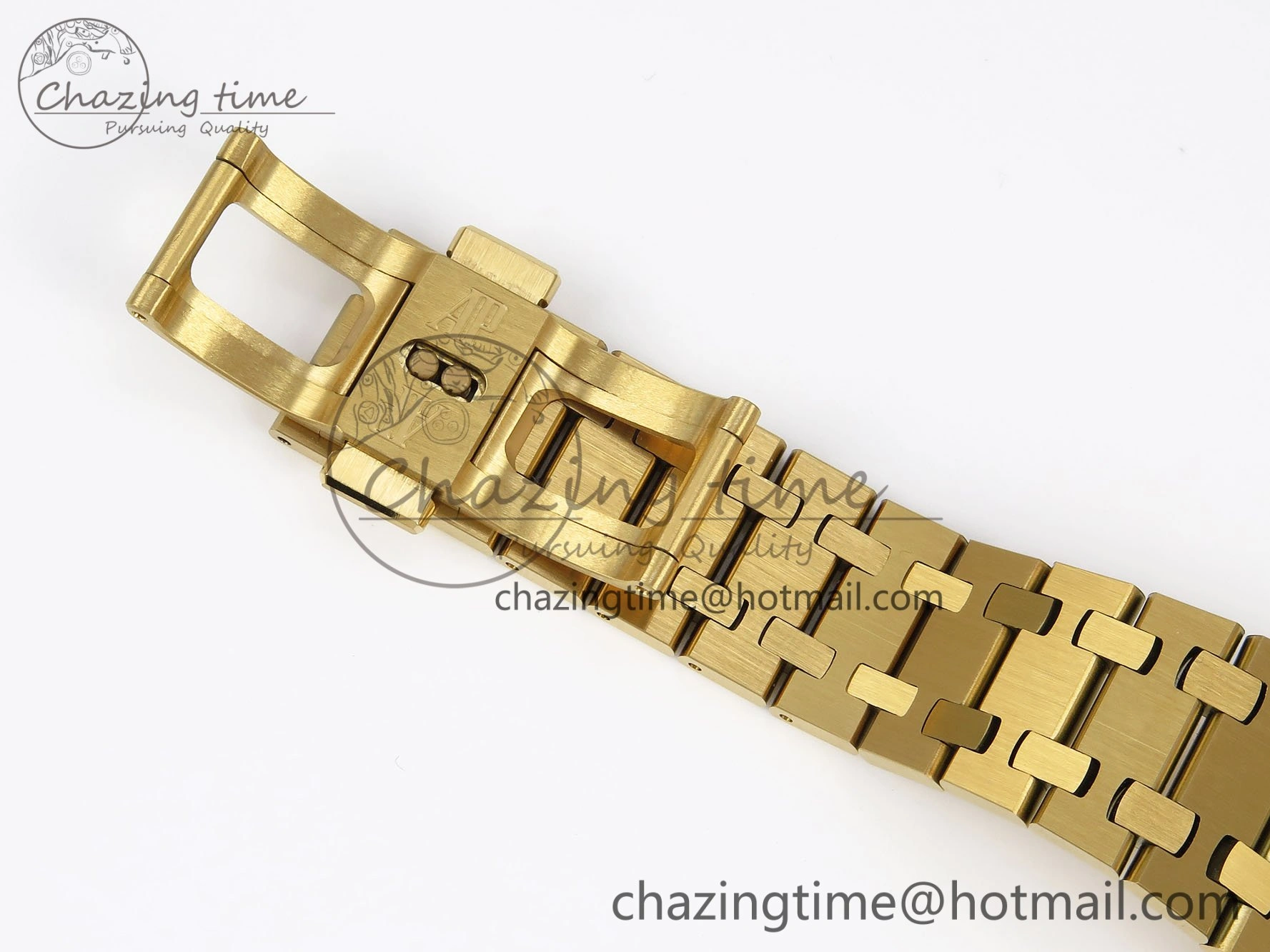 Lady Royal Oak 33mm 67651 Diamonds Bezel YG ZF 1:1 Best Edition Blue Textured Dial on YG Bracelet RONDA Quartz