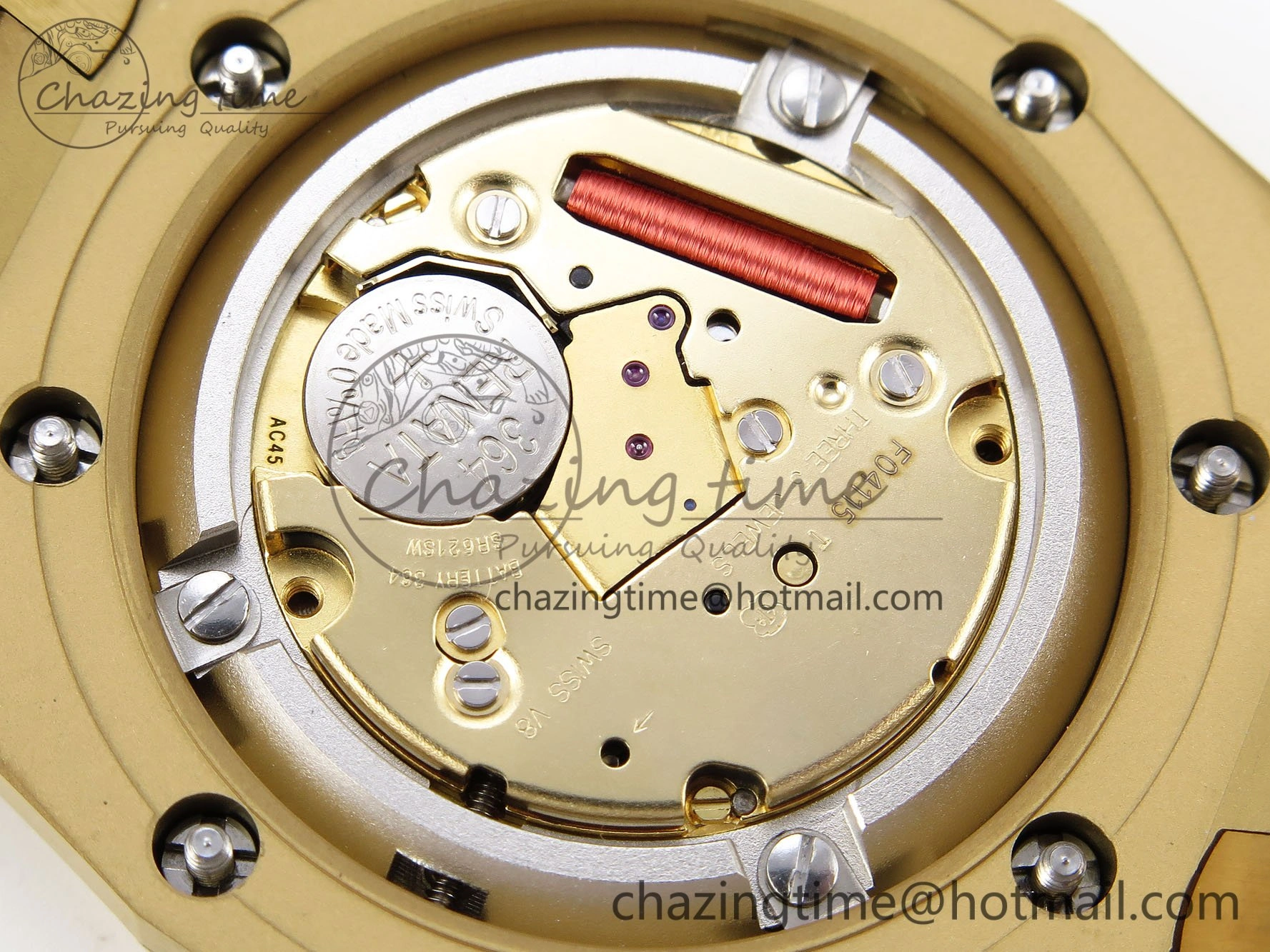 Lady Royal Oak 33mm 67651 Diamonds Bezel YG ZF 1:1 Best Edition White Textured Dial on YG Bracelet RONDA Quartz